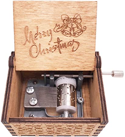 Christmas music box with a hand-wound mechanism