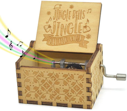 Christmas music box with a hand-wound mechanism