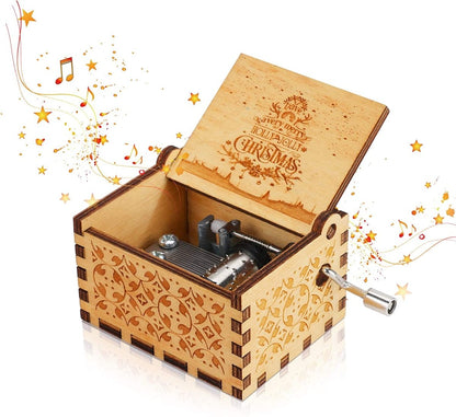 Christmas music box with a hand-wound mechanism