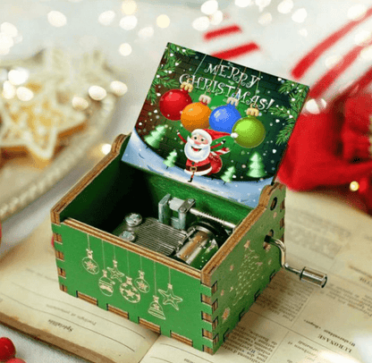 Christmas music box with a hand-wound mechanism