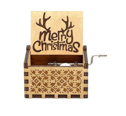 Christmas music box with a hand-wound mechanism