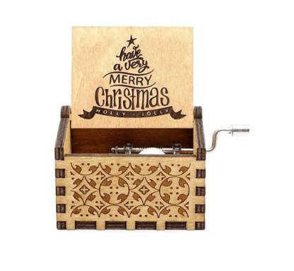 Christmas music box with a hand-wound mechanism