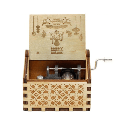 Christmas music box with a hand-wound mechanism