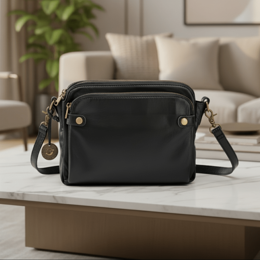 Crossbody bag with a zipper