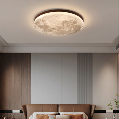 Lampa sufitowa LED księżyc z drewnem
