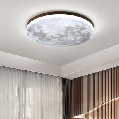 Lampa sufitowa LED księżyc z drewnem