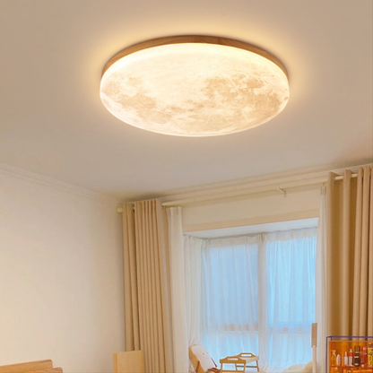 Lampa sufitowa LED księżyc z drewnem