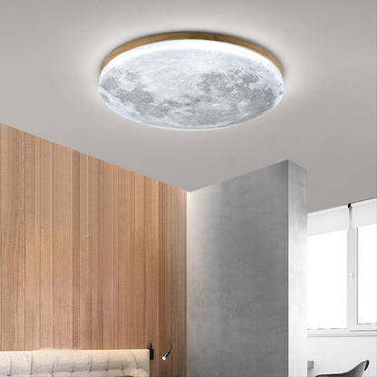 Lampa sufitowa LED księżyc z drewnem