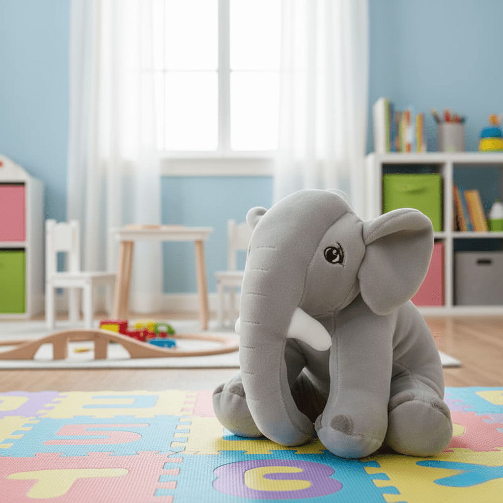 Plush elephant with a suction cup, 20 cm