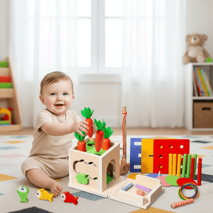 Dřevěná Montessori hračka 8 v 1