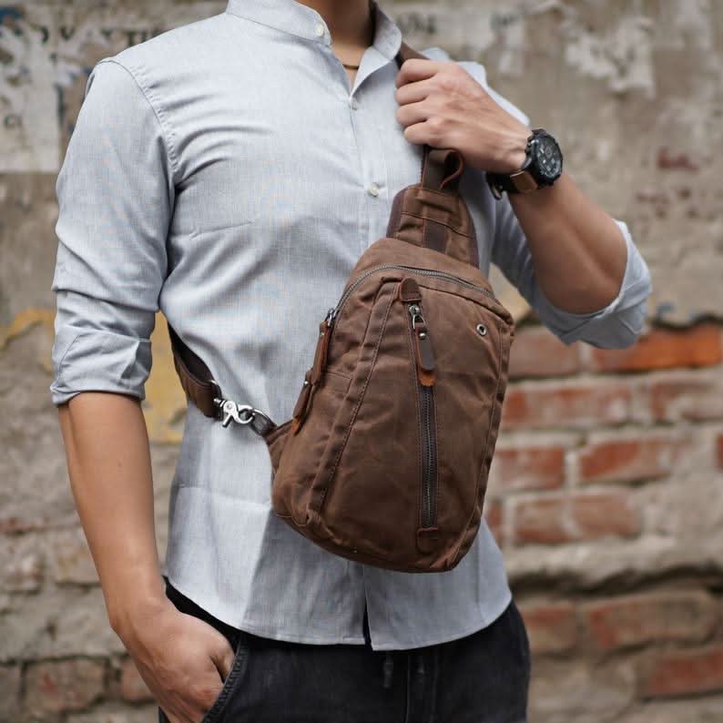 Sac à dos sling en toile canvas