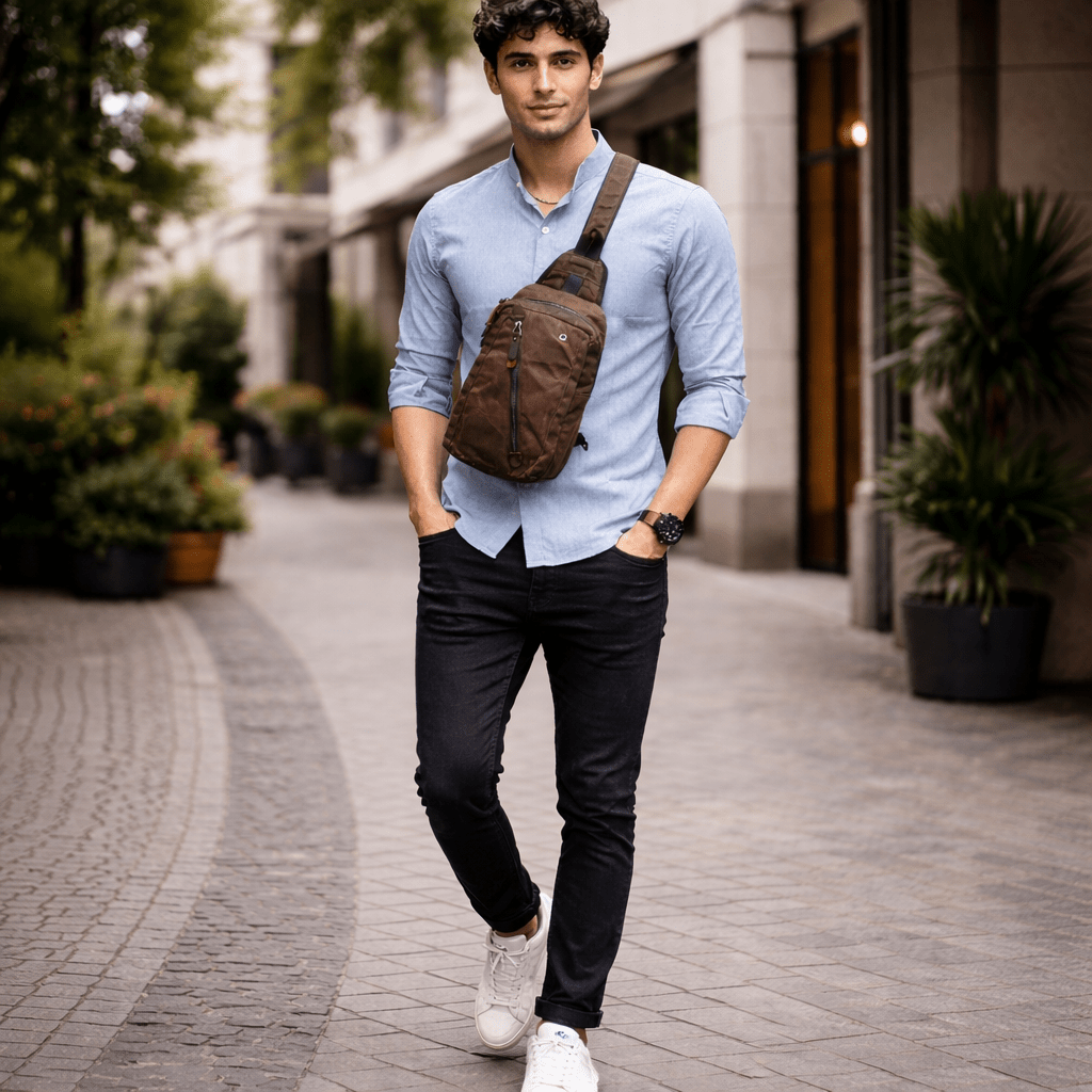 Sac à dos sling en toile canvas