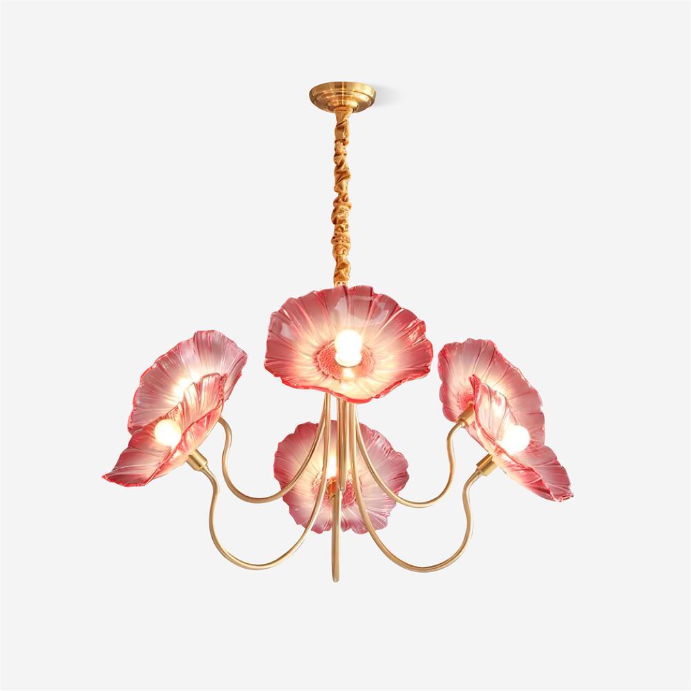 Chandelier with leaf-shaped shades