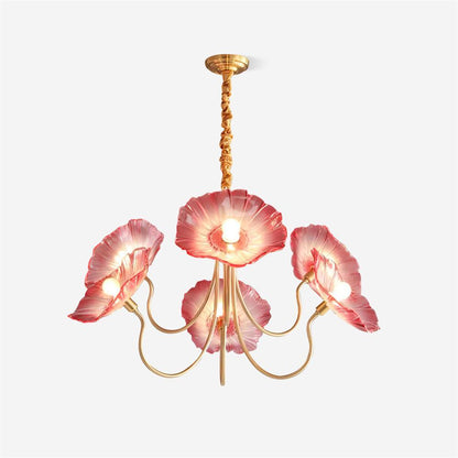 Chandelier with leaf-shaped shades