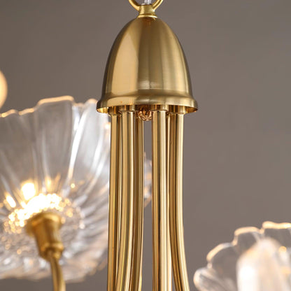 Chandelier with leaf-shaped shades
