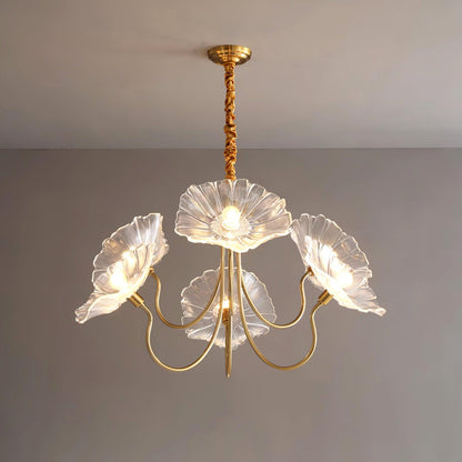 Chandelier with leaf-shaped shades