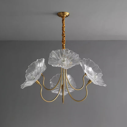 Chandelier with leaf-shaped shades