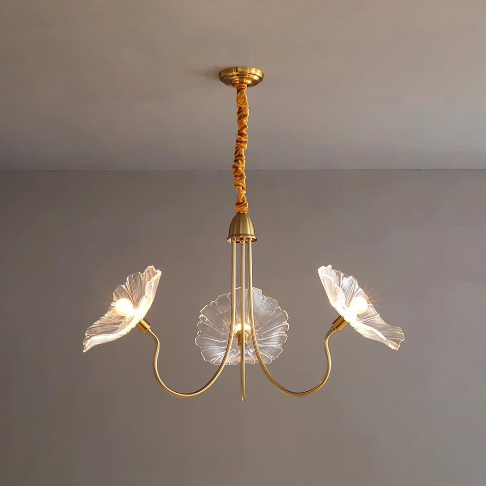 Chandelier with leaf-shaped shades