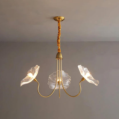 Chandelier with leaf-shaped shades