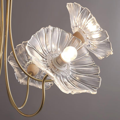 Chandelier with leaf-shaped shades