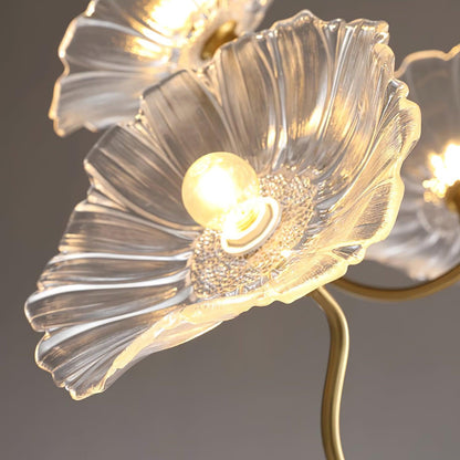 Chandelier with leaf-shaped shades