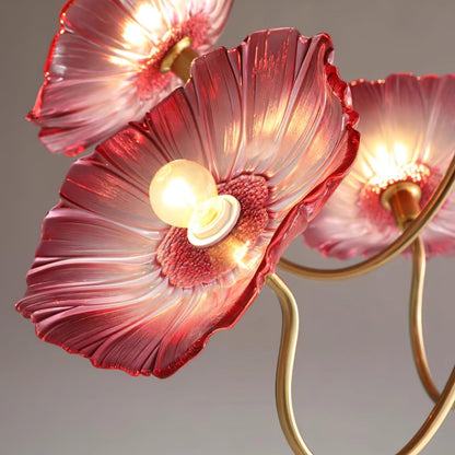 Chandelier with leaf-shaped shades