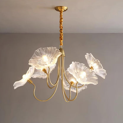 Chandelier with leaf-shaped shades