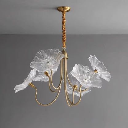 Chandelier with leaf-shaped shades