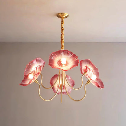 Chandelier with leaf-shaped shades