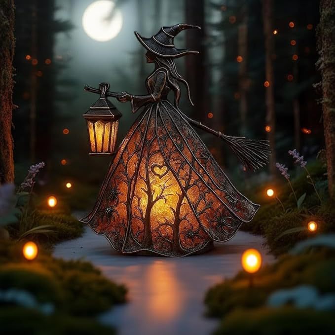 Witch figurine with a lantern