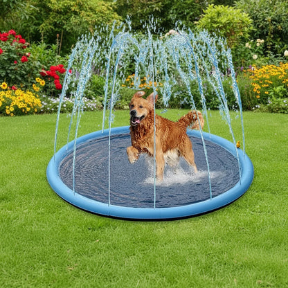 Dog water mat with a sprinkler