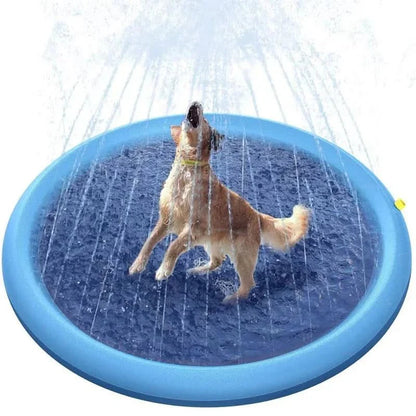 Dog water mat with a sprinkler