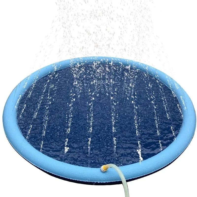 Dog water mat with a sprinkler