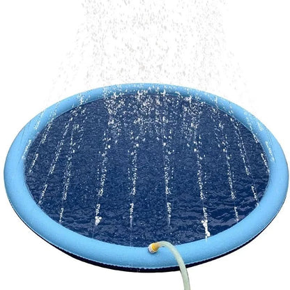 Dog water mat with a sprinkler