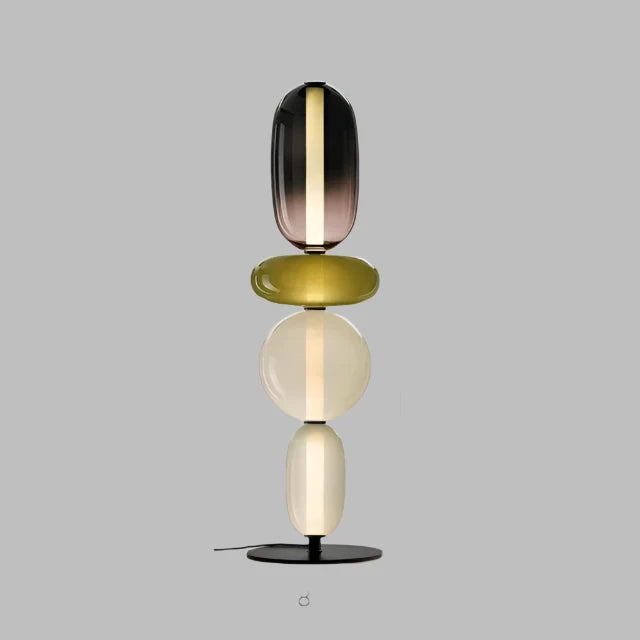 Floor lamp with colorful glass elements
