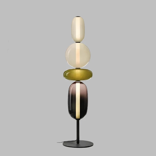 Floor lamp with colorful glass elements