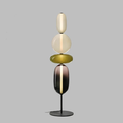 Floor lamp with colorful glass elements