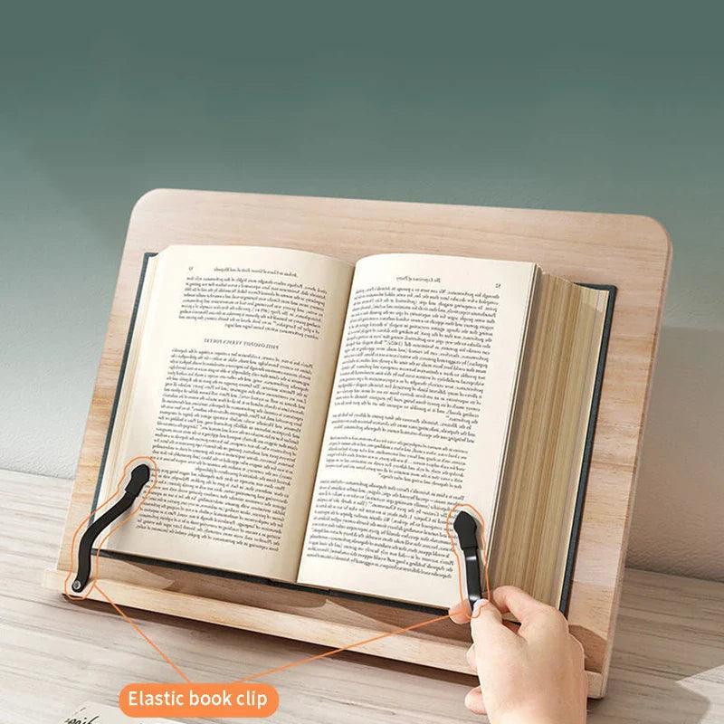 Wooden book and tablet stand