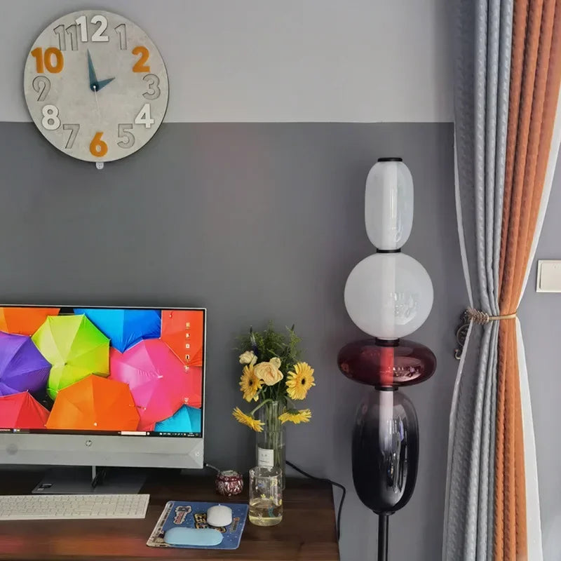 Floor lamp with colorful glass elements