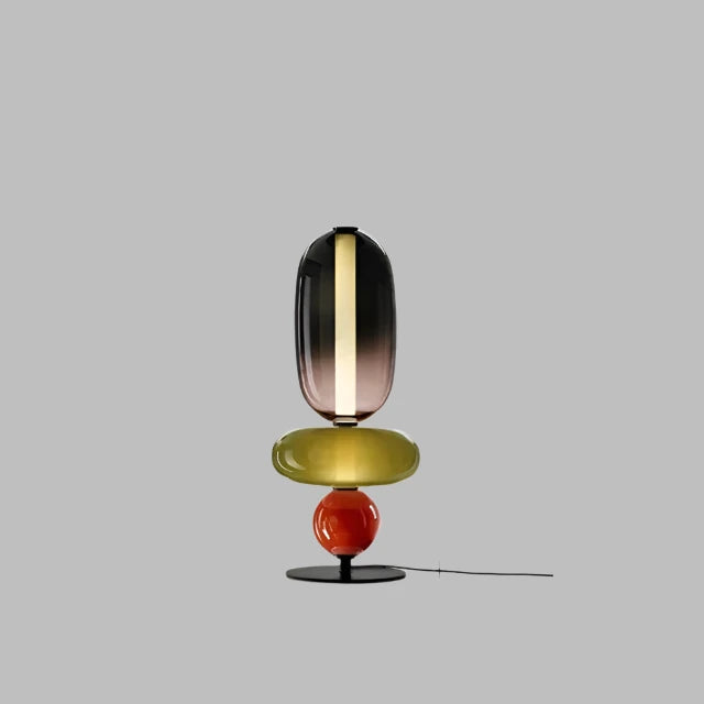 Floor lamp with colorful glass elements