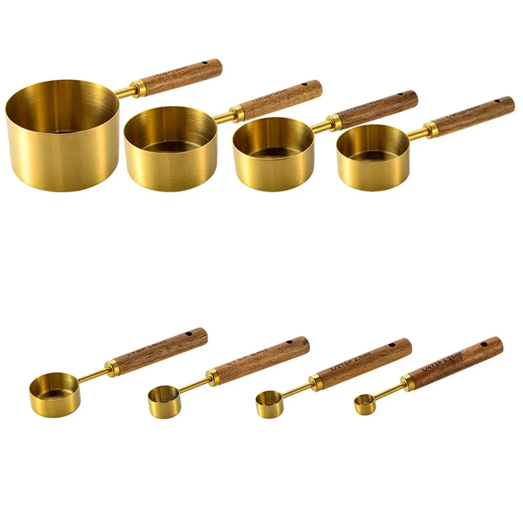 Set of kitchen measuring cups and spoons