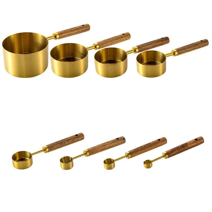Set of kitchen measuring cups and spoons