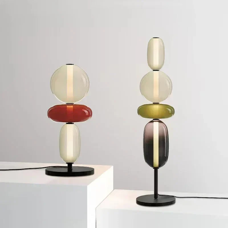 Floor lamp with colorful glass elements