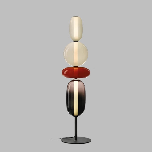 Floor lamp with colorful glass elements