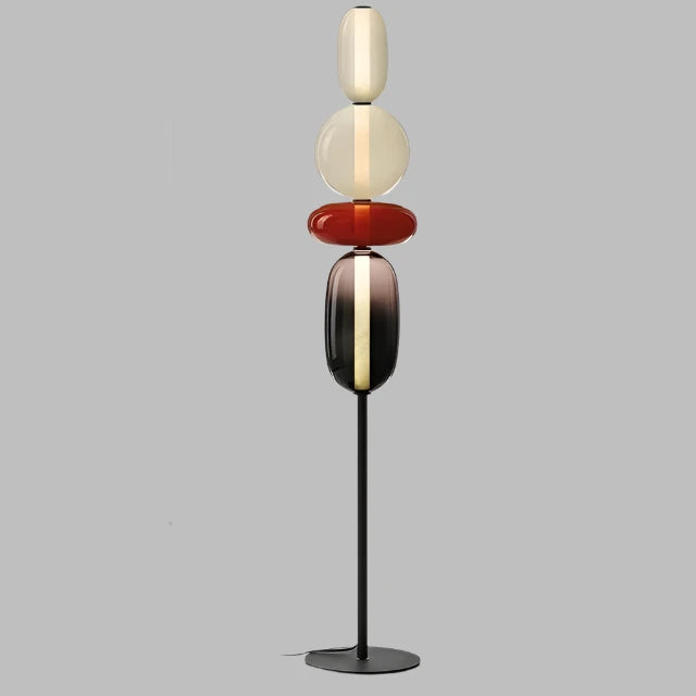 Floor lamp with colorful glass elements