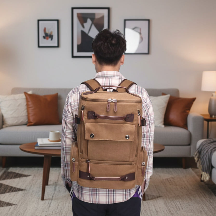 Expandable canvas backpack