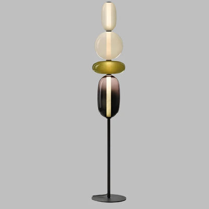 Floor lamp with colorful glass elements
