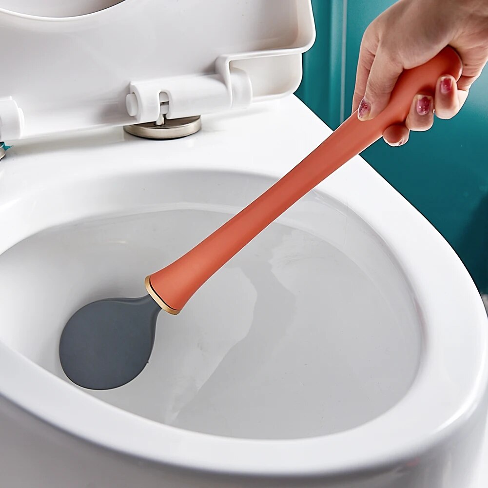 Silicone toilet brush with holder