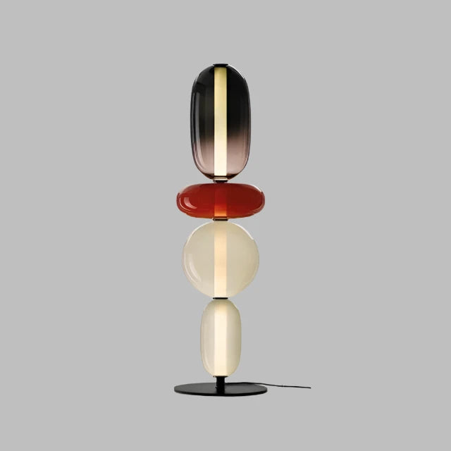 Floor lamp with colorful glass elements