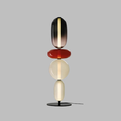 Floor lamp with colorful glass elements